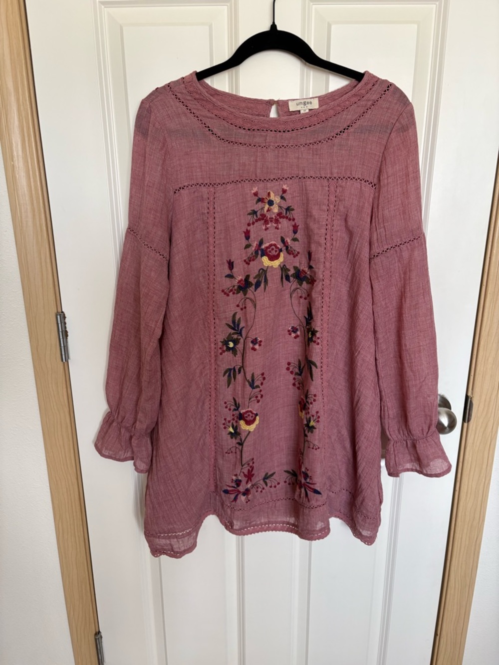 Umgee Dusty Rose Embroidered Boho Tunic